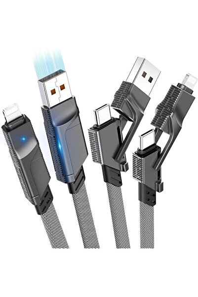 The Bros مجموعة كابلات بيانات (عبوتان)، كابل شحن 3 في 1 USB-C صغير الحجم، مجم...