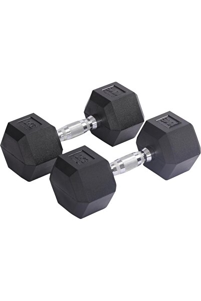 Endless 10 Kg Hex Rubber Dumbbells Pair | Rubber Coated Weights for Home & Gy...
