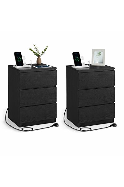 Talis Set 2 noptiere Negru 40x35x59 cm