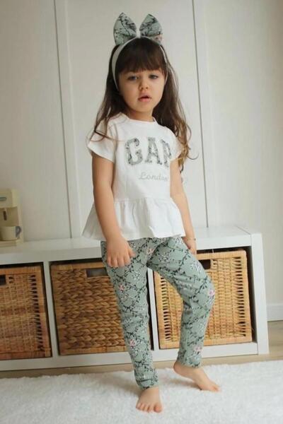 morbella Gepp Printed Girls' Peplum T-Shirt and Floral Leggings Set - 3-Piece...
