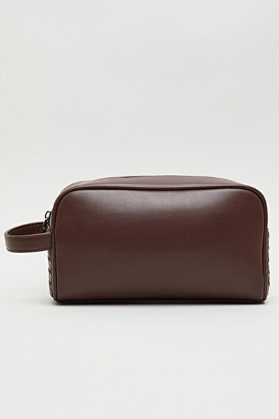 R&B Men's Brown Solid Travel Pouch