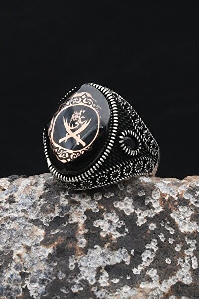 Prestige Zülfikar Hz. Ali'nin Kılıcı Sıkma Kehribar Taşlı 925 Ayar Gümüş Erke...