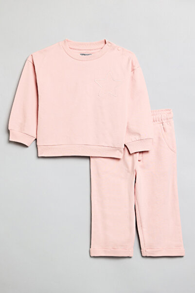 R&B Girl's Pink Solid Sweatsuit Set
