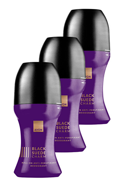 AVON Black Suede Charm Erkek Antiperspirant Roll-On Deodorant 50 Ml. Üçlü Paket