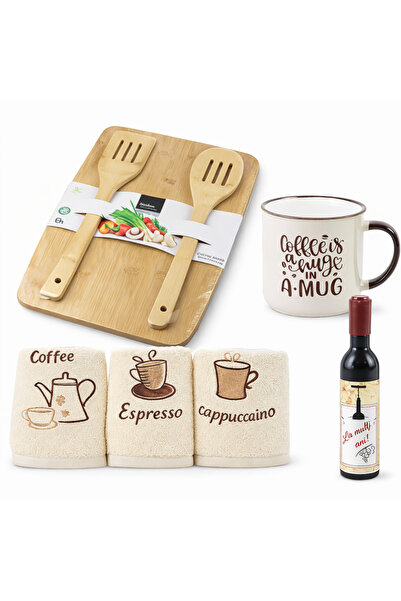 OEM Set cadou de bucatarie Tocator, 3 prosoape, Tirbuson cu magnet „La multi ...