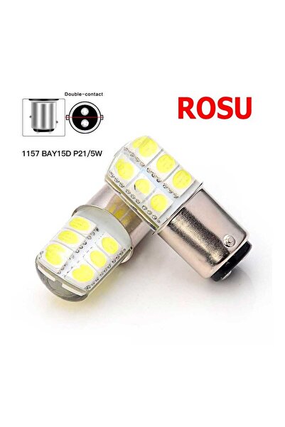 PyAuto Set de 2 becuri LED 1157 roșii, 12 LED SMD, silicon