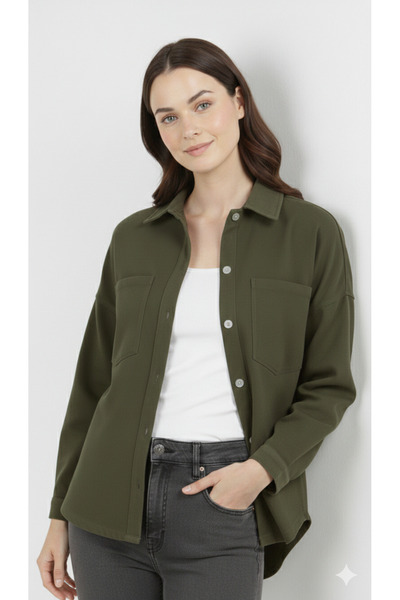 THIFF GYMWEAR Women's Denim Relaxed Fit Pocket Straight Denim Shirt