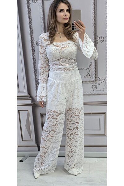 MAXORA SHOP Lace set consisting of blouse and pants