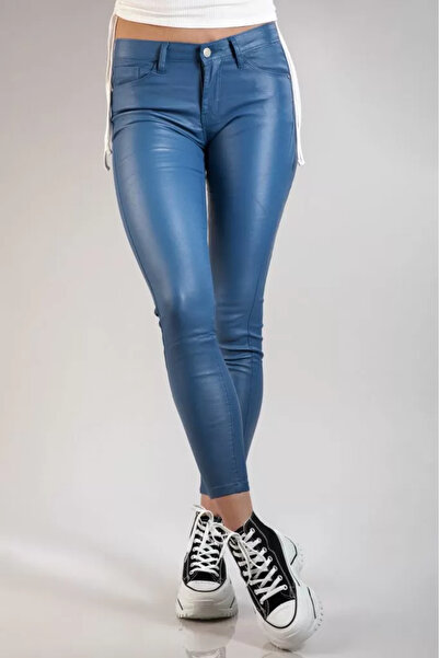 Zaira Γυναικείο Παντελόνι με Κερί Nora Σκούρο Μπλε #A104 - XS