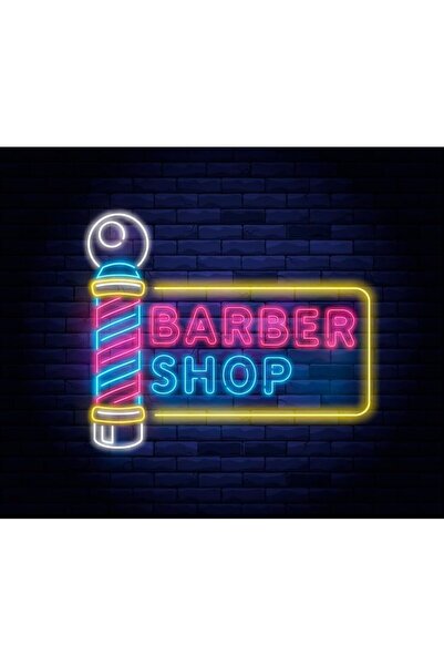 Slasa Barber Shop Multicolor LED Neon Wall Decor with Acrylic Base 60x70 cm