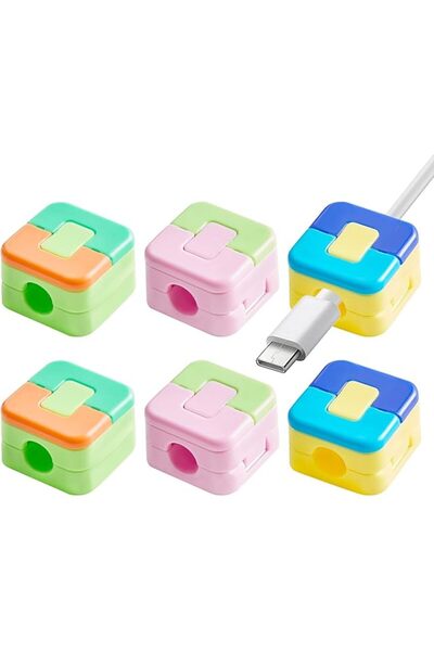 The Bros منظم كابلات مغناطيسي مكون من 6 قطع، حامل أسلاك لاصق، إدارة أسلاك الم...