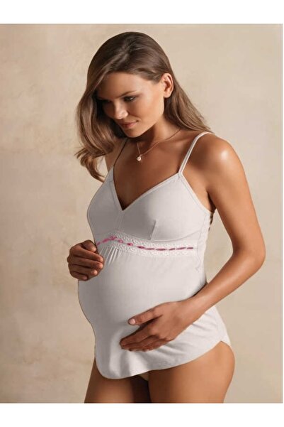 Yeni İnci Kadın, Pamuklu, İnce Askılı, Beyaz, Hamile Atleti