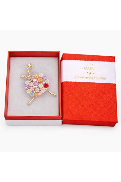 OEM Broșă Elegantă Balerină cu Flori Pastel Multicolore – Mărțișor – Accesori...
