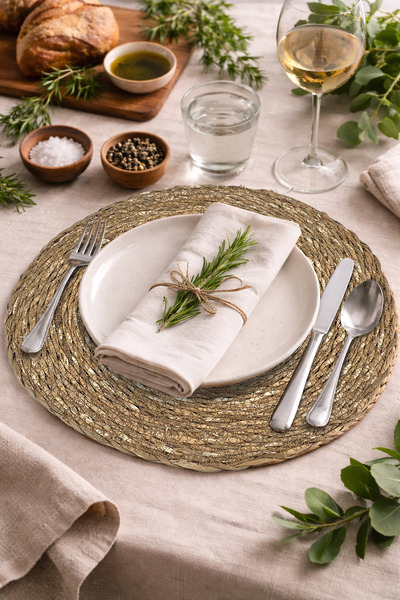 Binbirreyon Естествена тъкана американска сервизна тава 35 см Сервизна тава R...