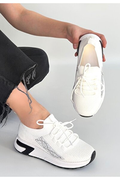 Zerenyus Belan Λευκά Πλεκτά Αθλητικά Παπούτσια με κορδόνια