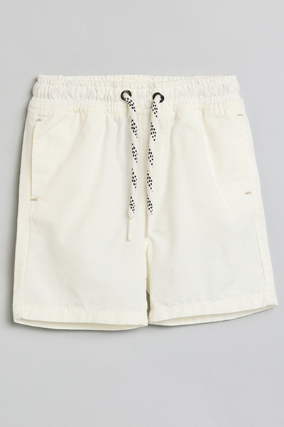 R&B Boy's Cream Solid Shorts with Drawstring Waist
