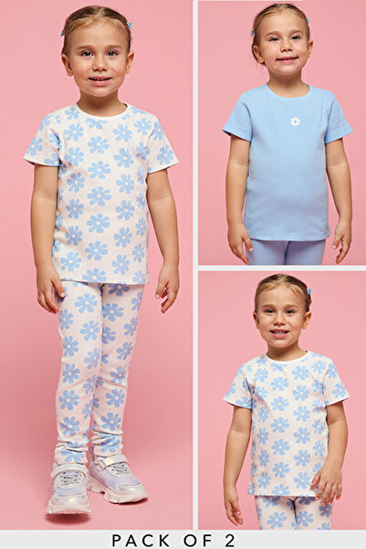 R&B Girl's Multicolor 2 Pack Printed T-Shirts With Short Sleeves
