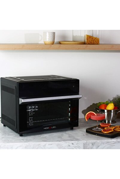 Home Elec مقلاة هوائية وفرن كهربائي أسود سعة 30 لتر