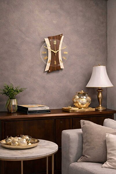 URFA LAZER Ahşap Pleksi Kombinasyonlu Dekoratif Duvar Saati