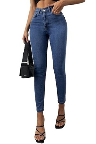 StreetWear Outlet Skinny Jeans for Women, High Waist and Cropped Cut, Dark Bl...