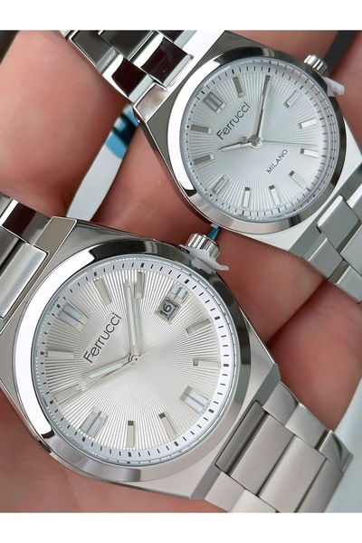 Ferrucci Silver Color Steel Cord Bay Lover's Watch + Bracelet