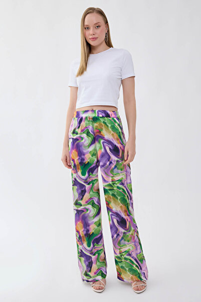 Vitrin Batik Pattern Elastic Waist Trousers