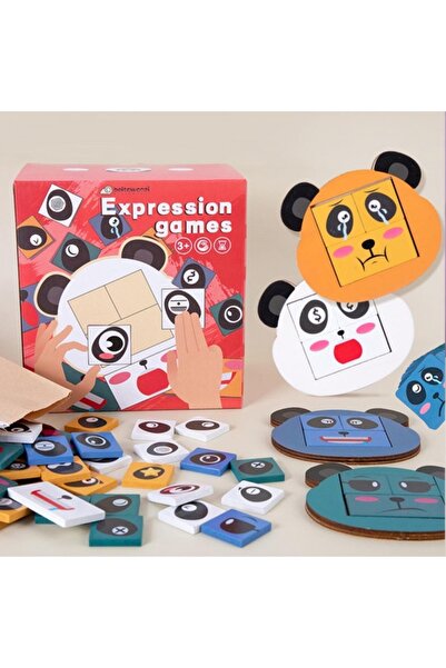 realdecor Montessori educational wooden game – Panda Face Changer, multicolor