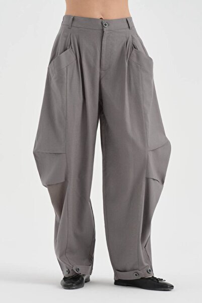 tw3 Γυναικείο παντελόνι με λεπτομέρεια πιέτες στο μπροστινό μέρος και σχέδιο ...