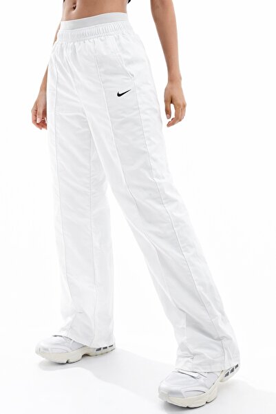 Nike Pantaloni tip parașută, largi, țesuți, la modă, pentru femei, albi