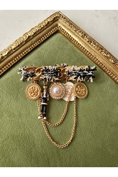 My Joyas Design ZR Model Eskitme Gül Detaylı Broş