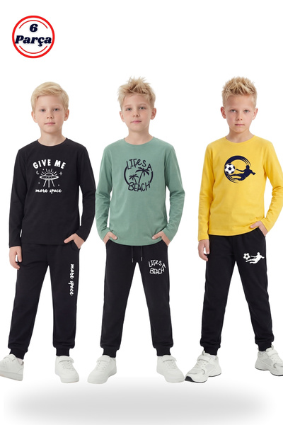 panios kids Σετ 6 τεμαχίων για αγόρια: Φούτερ με στρογγυλή λαιμόκοψη και παντ...