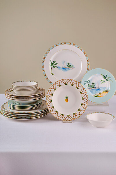 Karaca Forever Bone Tropical 24 Parça 6 Kişilik Yemek Takımı