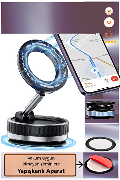 Duffa Mıknatıslı Telefon Tutucu - Ayarlanabilir Vakumlu Araç İçi Telefon Tutu...