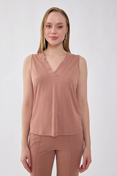 Vitrin V-Neck Ruffle Sleeve Blouse