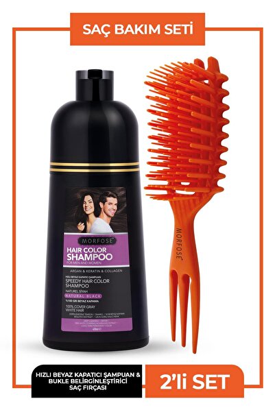 Morfose Hızlı Beyaz Kapatıcı Siyah 420 ml Şampuan+Bukle Belirginleştici Saç F...