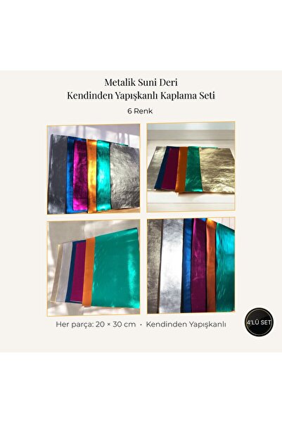 KumaşEvi 6 Colors |   Metallic Faux Leather Self-Adhesive Covering Set 20X30 cm