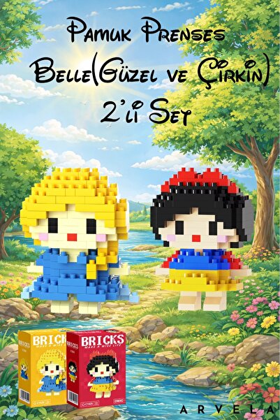 Arvela Bricks Pamuk Prenses & Belle Figür Seti – Koleksiyon