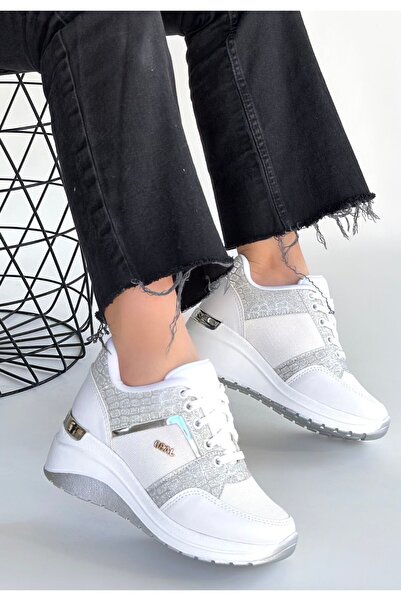 Lisinya Geja White Leather Lace-Up Sports Shoes - Tygoo
