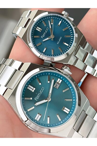 Ferrucci ساعة للرجال من الفولاذ باللون الفضي + سوار