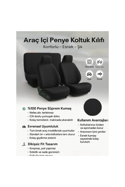 Aksefuar Lazer Volkswagen Golf ile Uyumlu Kaliteli Oto Penye Servis Kılıfı - ...