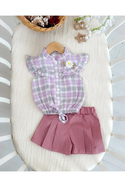 hümabebe طقم صيفي للفتيات الصغيرات يتكون من قميص بوتيكار وتنورة وشورت