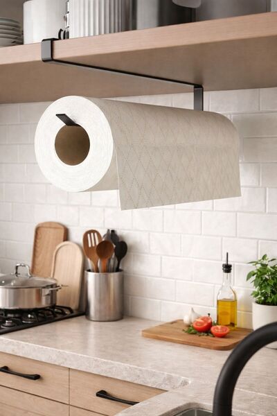KARTEYA Black Lamalı Cabinet Door Roll Napkin Hanger