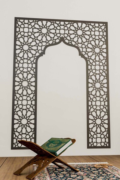 Saatistan Ahşap Namaz Odası Duvar Dekoru, İslami Sanat, Ev ve Ofis Dekoru