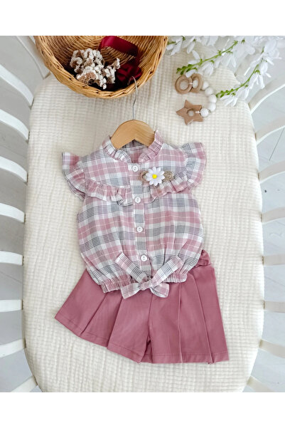 hümabebe طقم صيفي للفتيات الصغيرات يتكون من قميص بوتيكار وتنورة وشورت