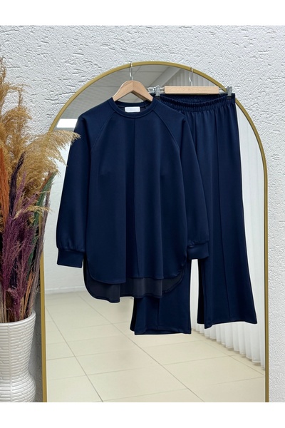 MİHRA STORE Evrenay Front and Sleeve Stitched Six Oval Trousers Suit-Mf1879 N...