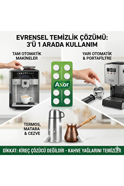Otomatik Kahve Makinesi Temizleme Tableti - 8'li Profesyonel