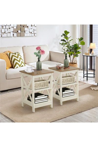 Poyraz Furniture Accessory Yan Sehpa Takımı, Salon, Antre, Hol, Beyaz, Siyah,...