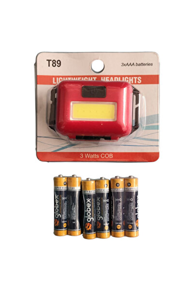 Home T-89 3 Watt COB LED’li AAA Pilli Mini Kafa Lambası Feneri (6 Adet Pil Pa...