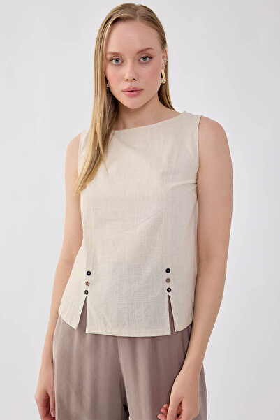 Vitrin Zero Cufflink Linen Blouse