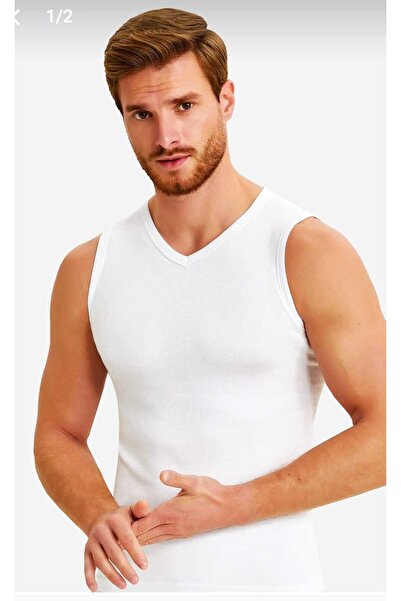 Berrak V-Neck Sleeveless Shirt with Ribbed Cotton Undershirt